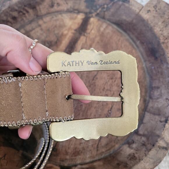 Kathy Van Zeeland Pearl Bejeweled Western Belt Sz M - Picture 2 of 5